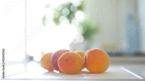 Delicious, Sweet, and Fresh Apricots. Natural and Healthy Food. Vegan Diet with Fruits and Vitamins.