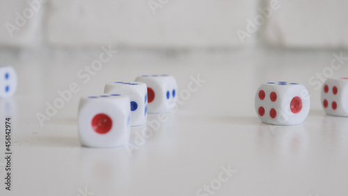Gambling, Betting, and Winning. One Person Playing a Game with Dices. Gamble, Win and Lose Playing with Dices.
