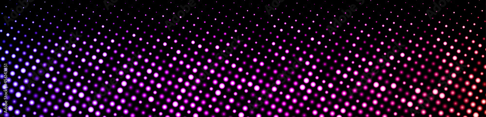 Violet gradient dotted halftone background.