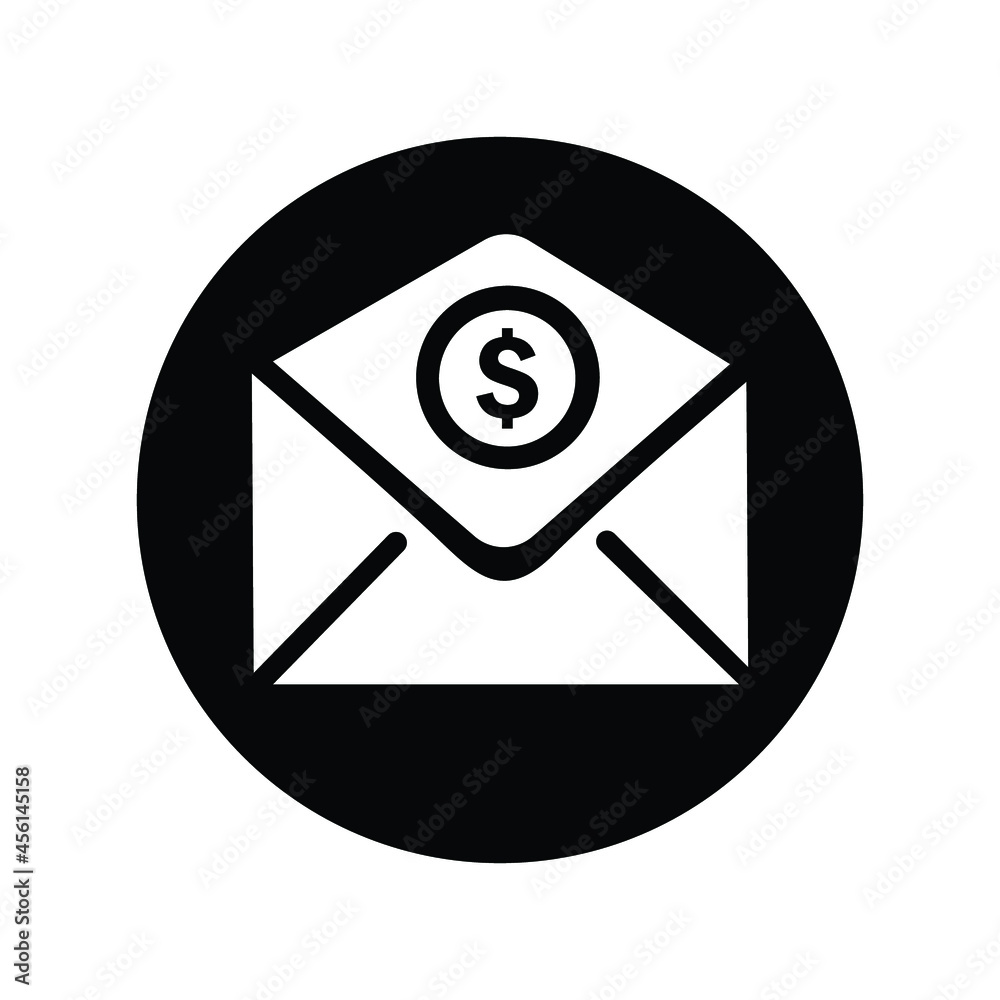 Money, report, email payment icon. Rounded black vector design. Money, report, email payment icon. Rounded black vector design.