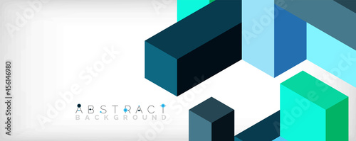 Abstract background. 3d cubes, cubic elements and blocks. Techno or business concept for wallpaper, banner, background, landing page