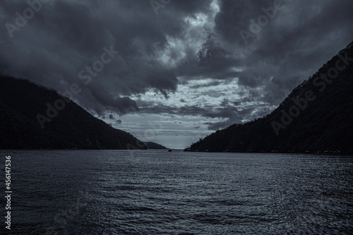 storm over a fjord