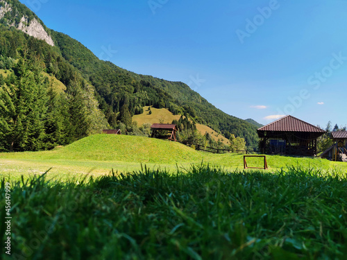 Green mountain landscape at the cottage