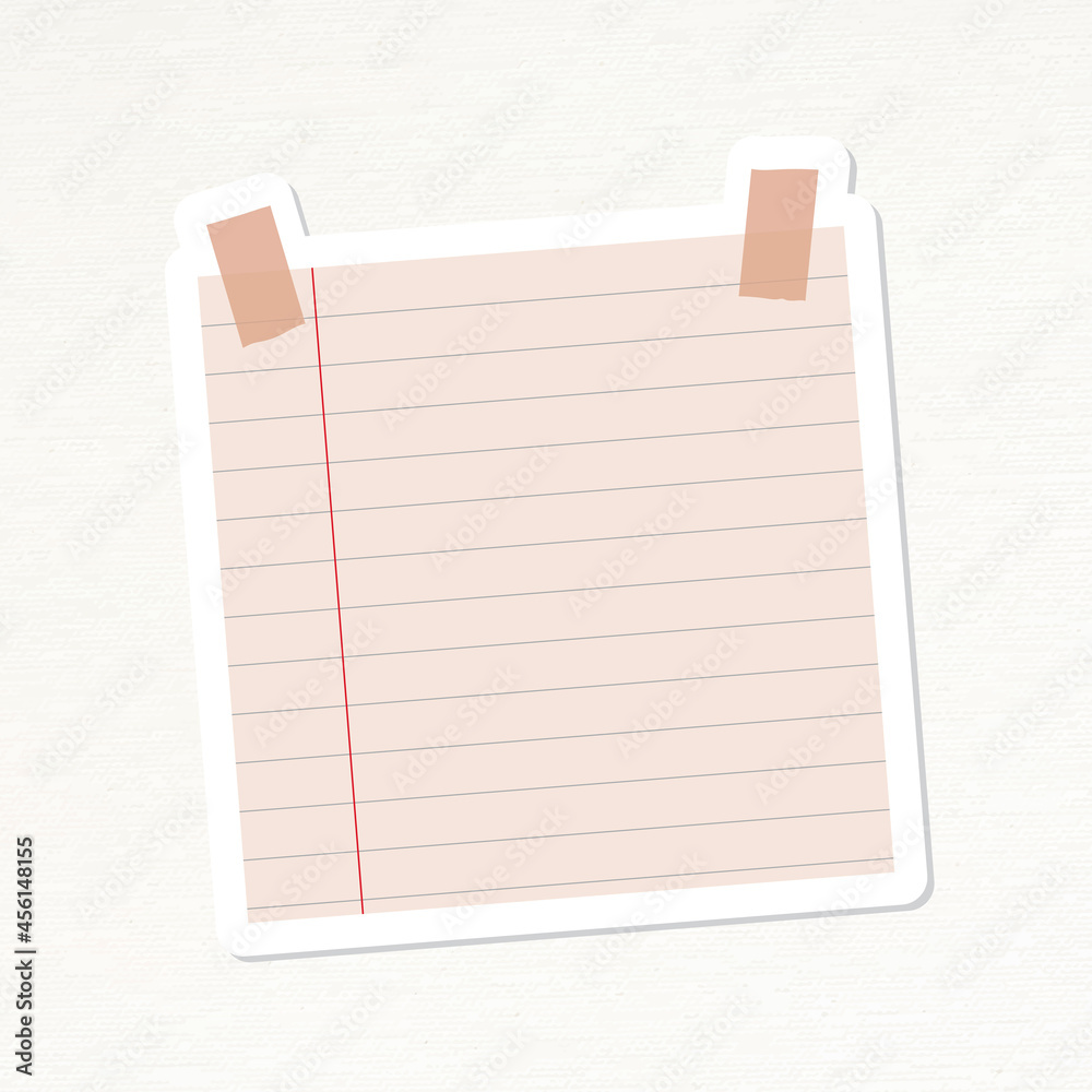 Nude pink lined notepaper journal sticker vector Nude pink lined notepaper journal sticker vector