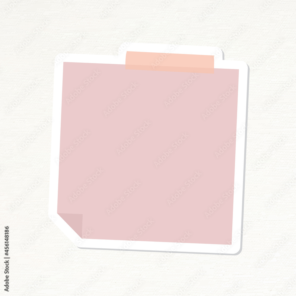 Pastel pink notepaper journal sticker vector Pastel pink notepaper journal sticker vector