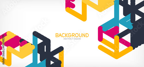 Abstract background. Color lines on white background. Linear abstract composition. Techno or business concept for wallpaper, banner, background, landing page © antishock