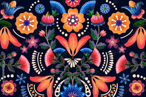 Mexican ethnic flower pattern vector