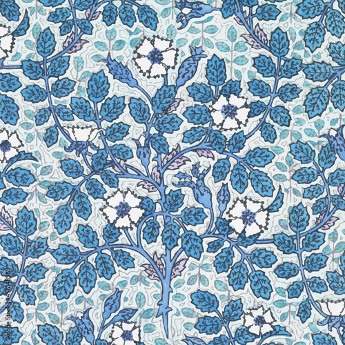 Art nouveau wild roseflower pattern background vector