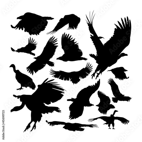 Big griffon vulture animal silhouettes. Good use for symbol, logo, web icon, mascot, sign, or any design you want. photo