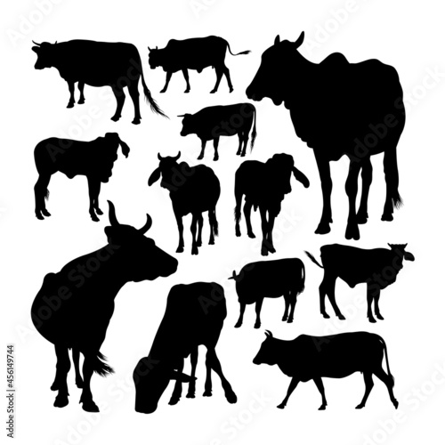 Brown cow animal silhouettes. Good use for symbol  logo  web icon  mascot  sign  or any design you want.