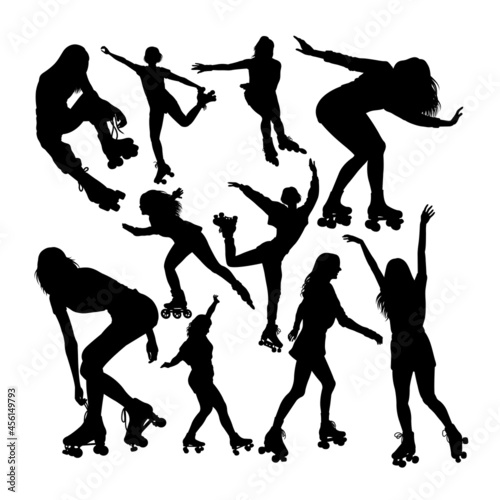 Rollerskater silhouettes. Good use for symbol, logo, web icon, mascot, sign, or any design you want.	 photo