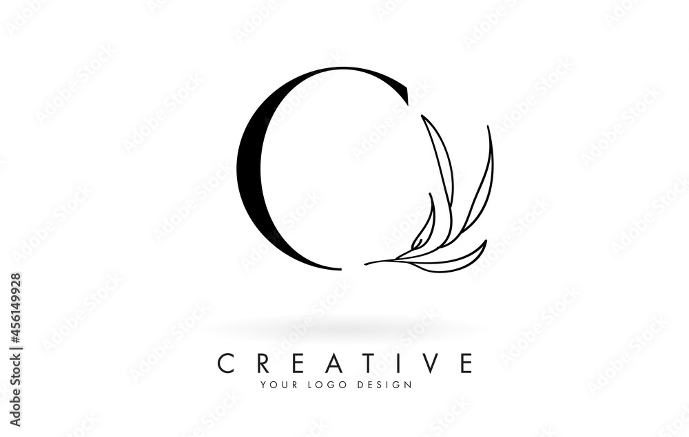 O letter logo design with elegant and slim leaves vector illustration. O letter logo design with elegant and slim leaves vector illustration.