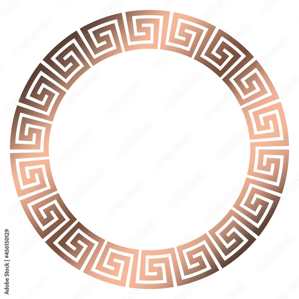 Nahtloser Maze und meander ring in Bronze auf einem isolierten weißen Hintergrund.