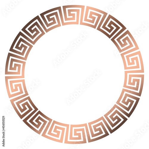 Nahtloser Maze und meander ring in Bronze auf einem isolierten weißen Hintergrund.