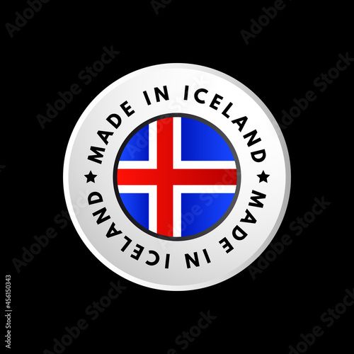 Made in Iceland text emblem badge, concept background