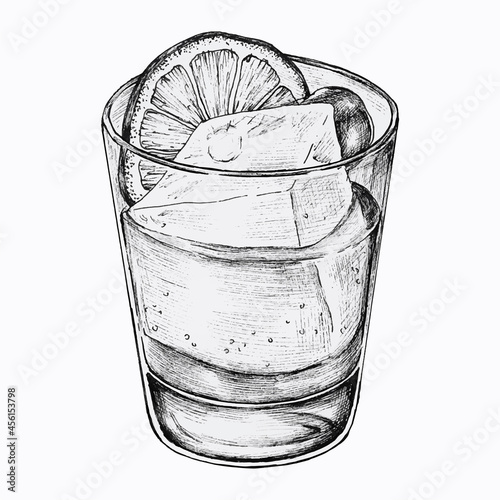 Hand drawn lemonade with ice vector 