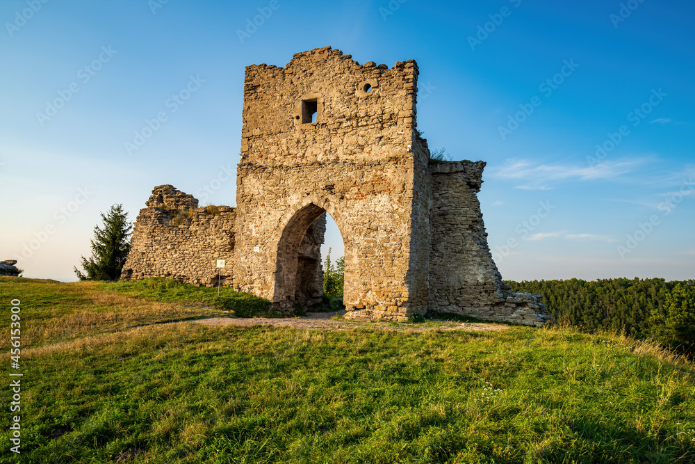 Scenic view of ruins of an ancient Kremenets castle. Ternopil region, Ukraine