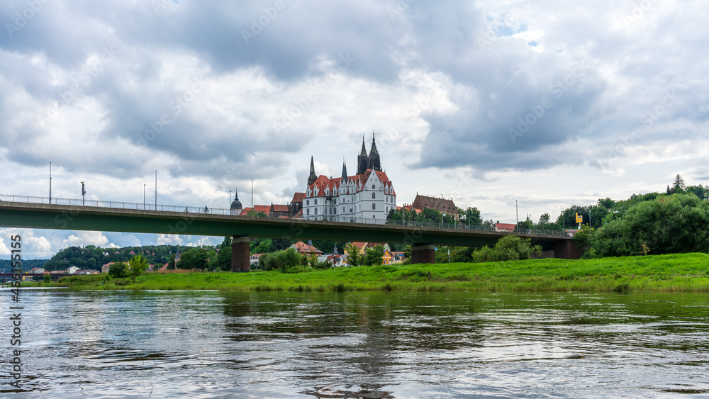 View from the Elbe river at Meissen and the Albrechtsburg