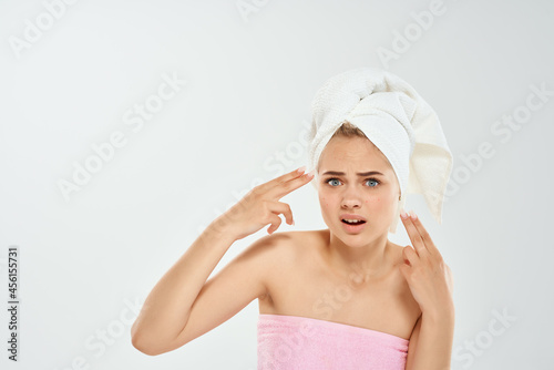 Wallpaper Mural woman with bare shoulders pimples on face dermatology dissatisfaction emotions Torontodigital.ca