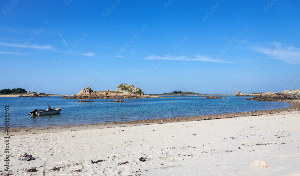 White sand beach on a small island in Brittany