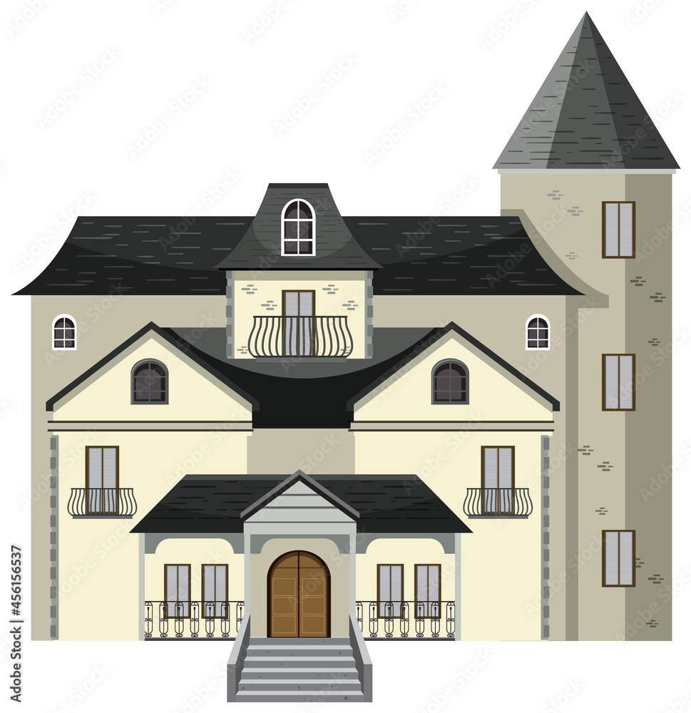 Isolated haunted mansion facade Isolated haunted mansion facade