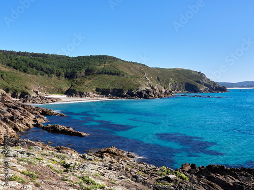 Schilderij op canvas Cliffs of the Costa da Morte in the Atlantic Ocean on a summer day with calm sea