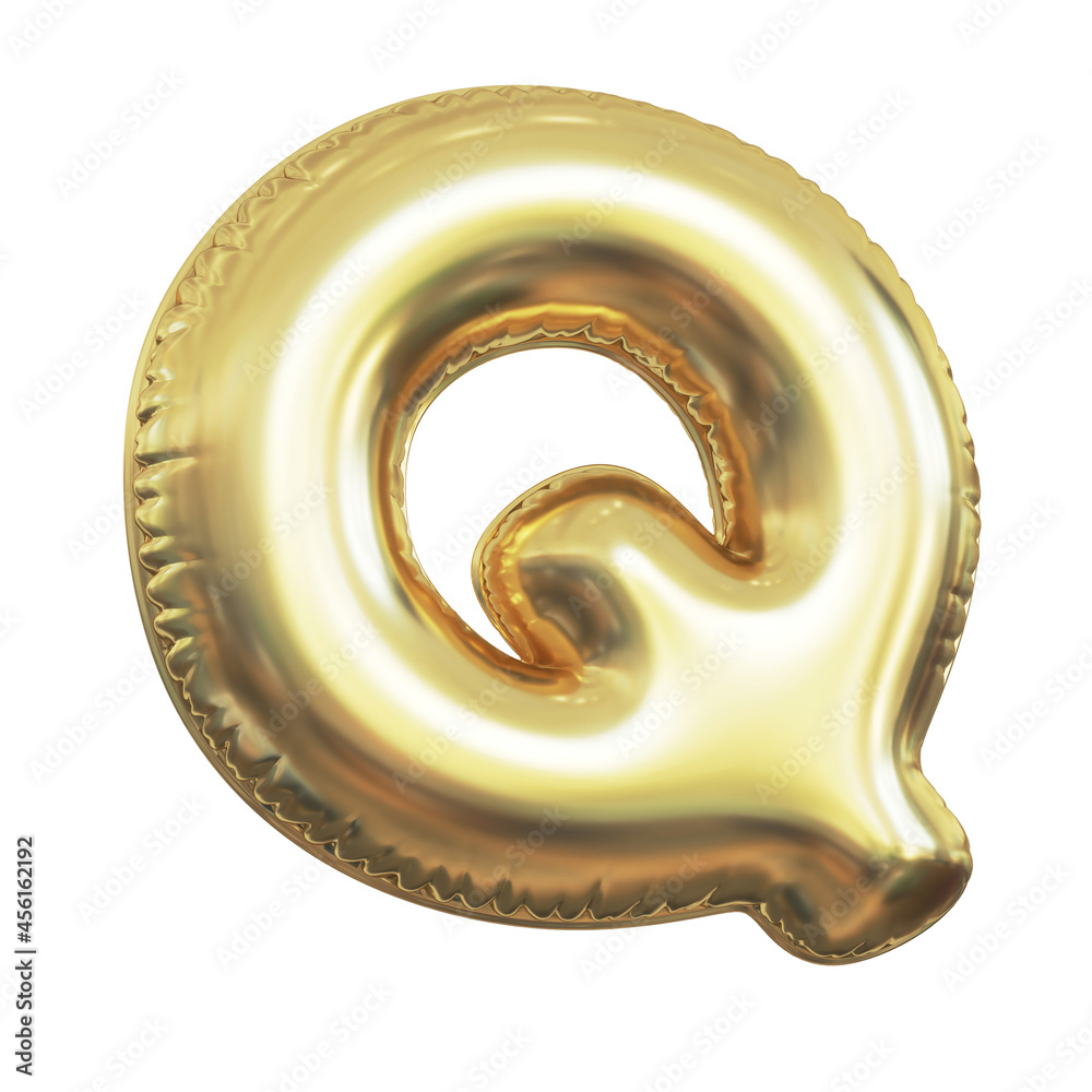 Pink metallic balloon font 3d rendering, letter Q Pink metallic balloon font 3d rendering, letter Q