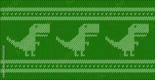 Green tyrannosaur knitted jacquard pattern