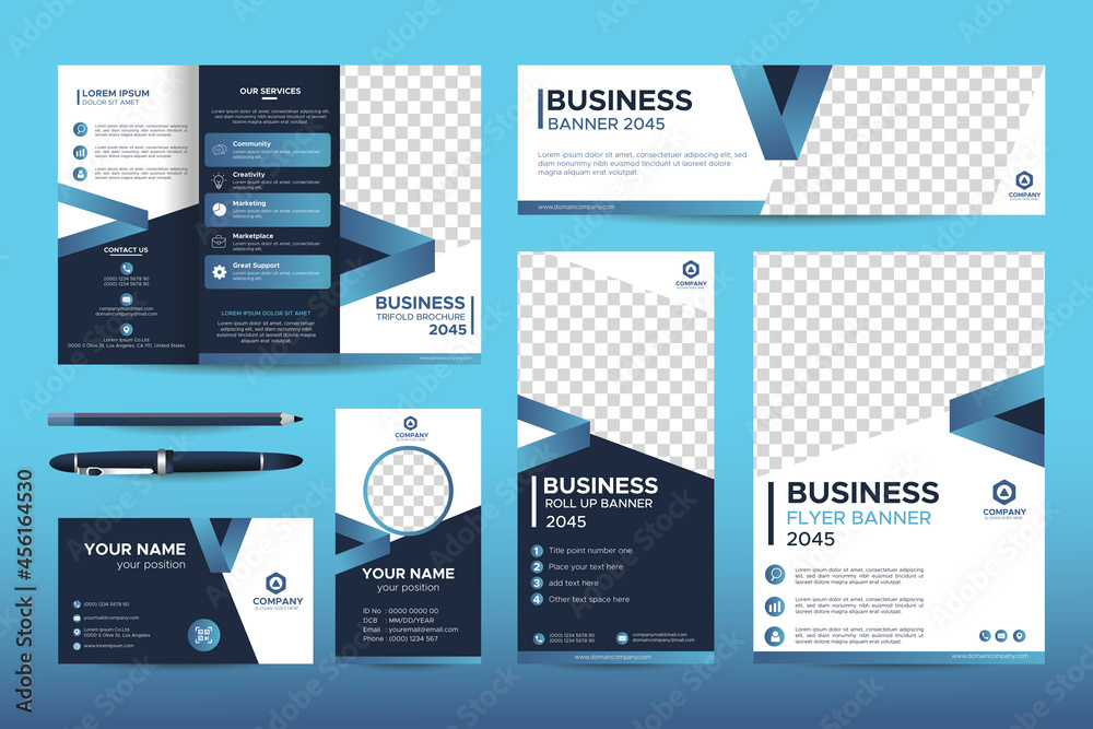 Elegant Abstract Blue Business Stationery Template set for Company ...