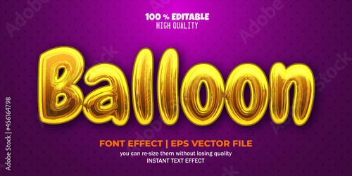 Yellow balloon text effect editable text style