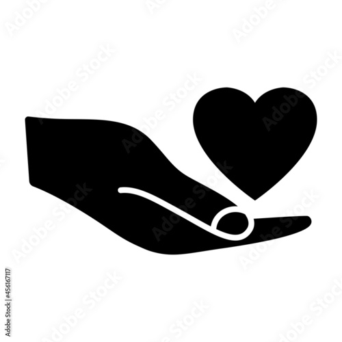 Heart in the hand. Giving heart for transplant, organ, donation, health, voluntary, nonprofit organization. Donate and love symbol. Charity symbol