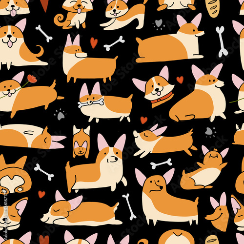 Corgi dogs collection. Seamless Pattern background for your design