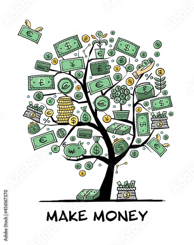 Money Tree Concept. Banking and currency. Save coins, Investment art for your design