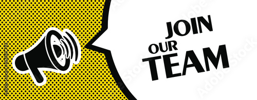 join our team sign on white background	