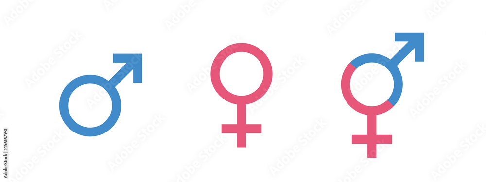 Gender symbols. Male, female sex sign gender equality icon vector illustration. - obrazy, fototapety, plakaty 