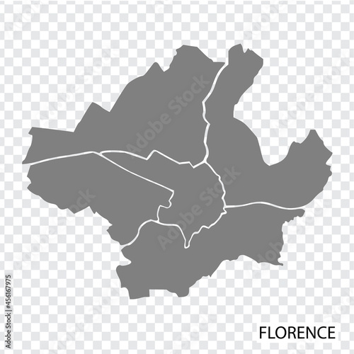 High Quality map of Florence is a city  The Italy, with borders of the regions. Map Florence capital of  Tuscany region your web site design, app, UI. EPS10.