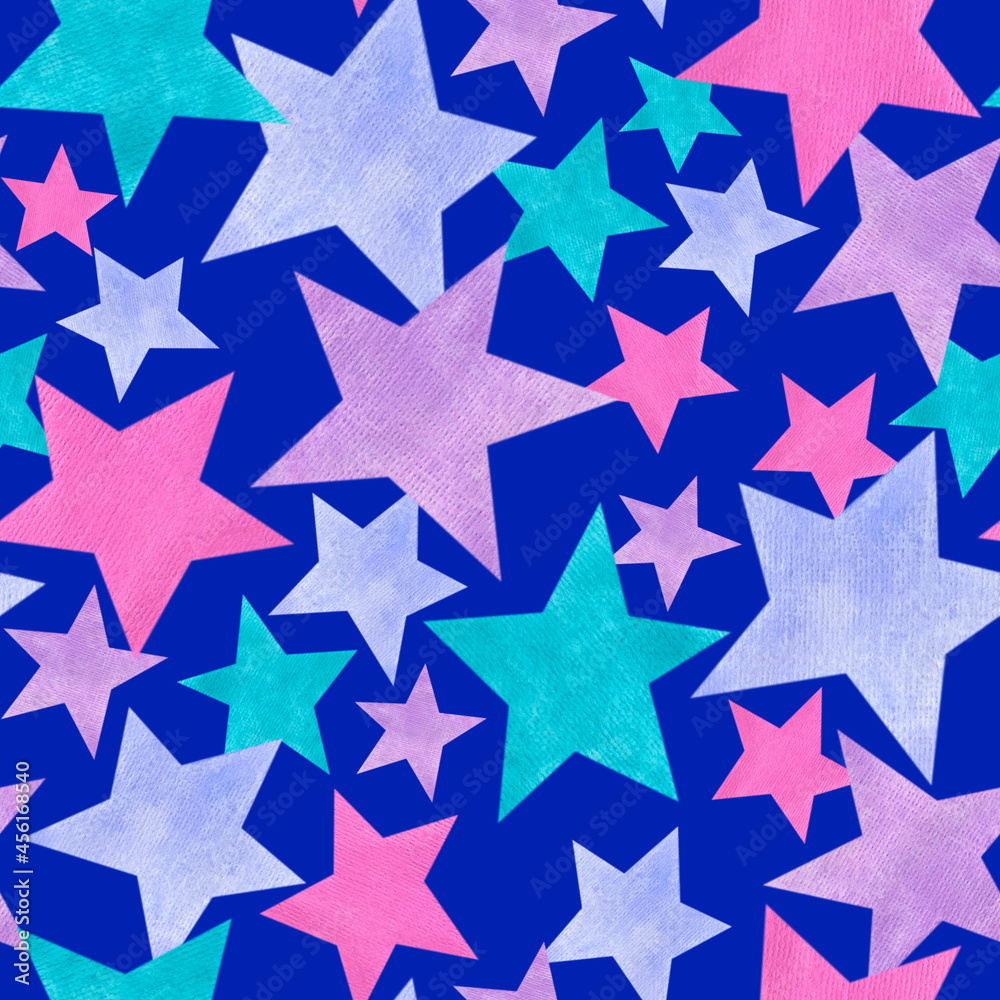 Watercolor stars seamless pattern. Blue star background. Christmas background. Watercolor stars seamless pattern. Blue star background. Christmas background.