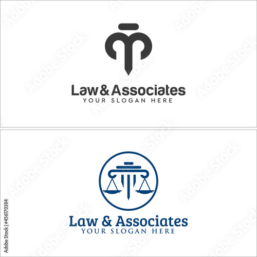 Attorney law pillar scale logo design 