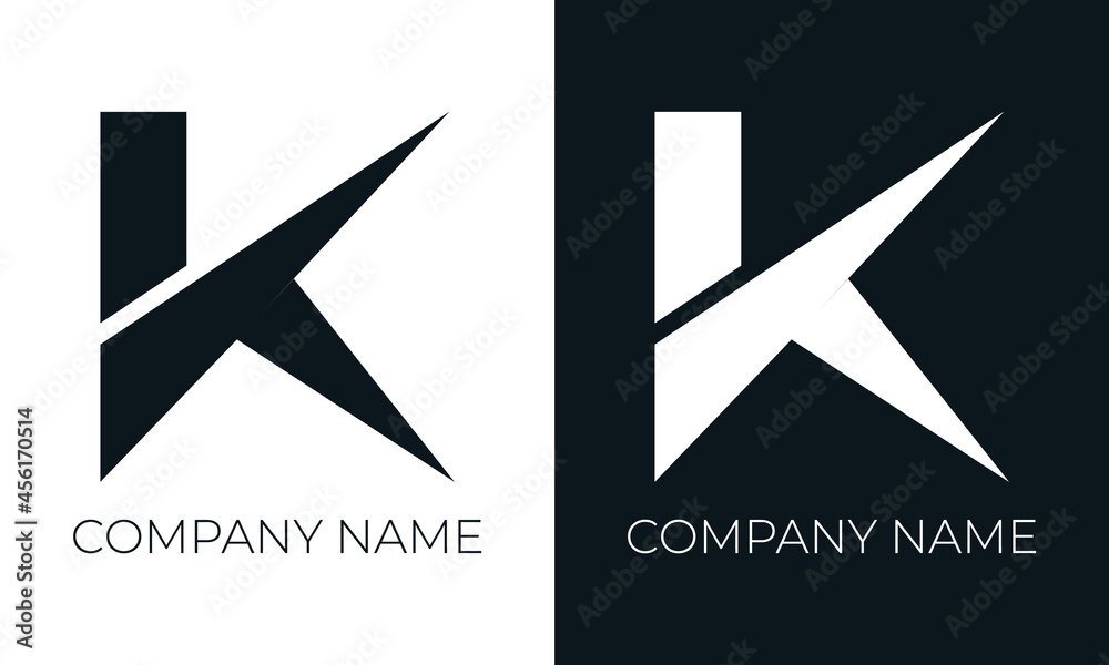 Initial letter k logo vector design template. Creative modern trendy k typography and black colors.