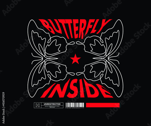 Butterfly Graphic Design for T shirt, Street Wear, Urban Style