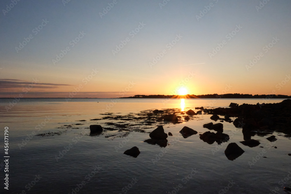 sunset, morbihan golf course in Brittany. Seaside, Atlantic Ocean. Southern Brittany, locmariaquer sunset, morbihan golf course in Brittany. Seaside, Atlantic Ocean. Southern Brittany, locmariaquer