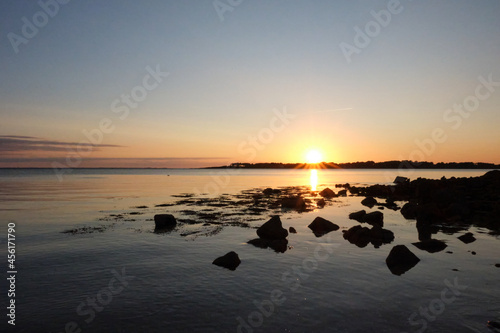 Beautiful Sunset Over the Atlantic Ocean in Locmariaquer, Southern Brittany, France