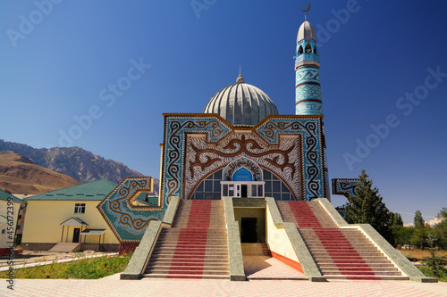 exterior view to Naryn Central Mosque, Kyrgyzstan