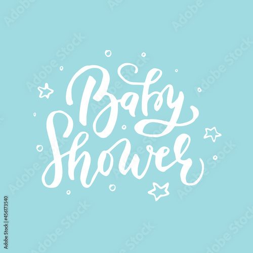 Baby Shower handwritten lettering poster, card, invitation, banner. Vector illustration EPS 10.