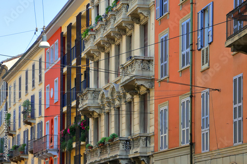 Palazzi storici colorati di Milano, Italia, Historical colorful buildings in Milan, Italy  © picture10