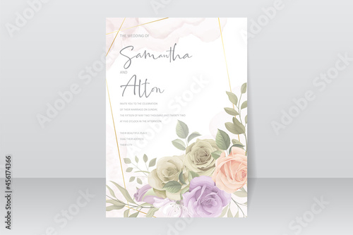 Beautiful flower wedding invitation card template