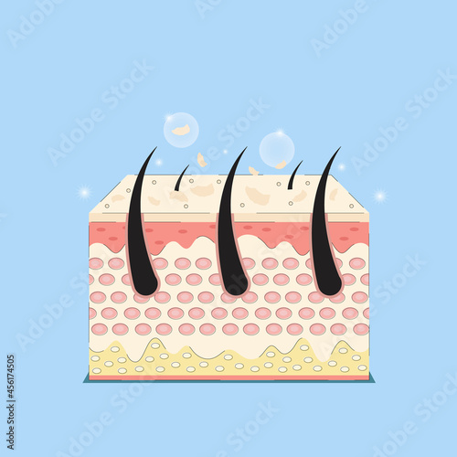 Collagen Exfoliate skin cells. Vector Concept for Advertising Skin Care Cosmetic Products.