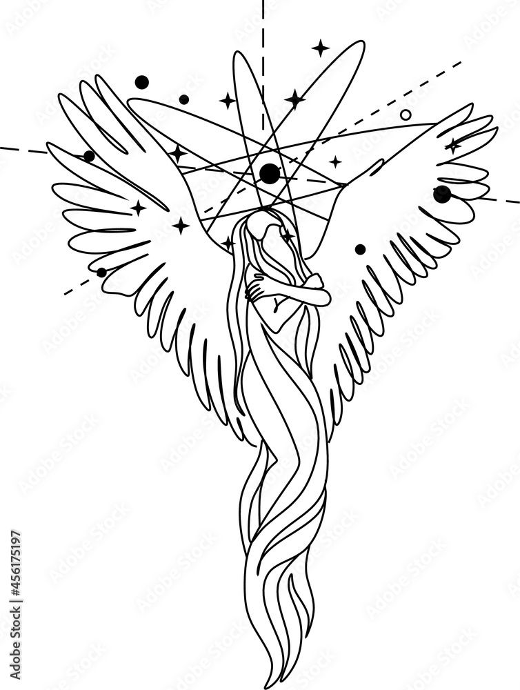 Fototapeta premium Woman Line drawing vector. Pregnant woman and motherhood Line art, Continuous line Pregnant woman International mother's day Simple hand drawn vector illustration