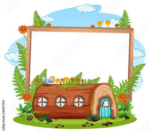 Empty banner with fantasy timber house