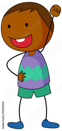 A boy cartoon character in doodle style isolated